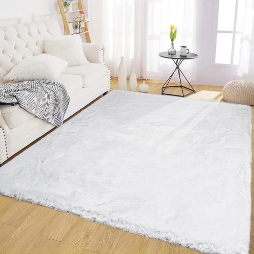 Latepis White Nursery Rug 5x7 Washable