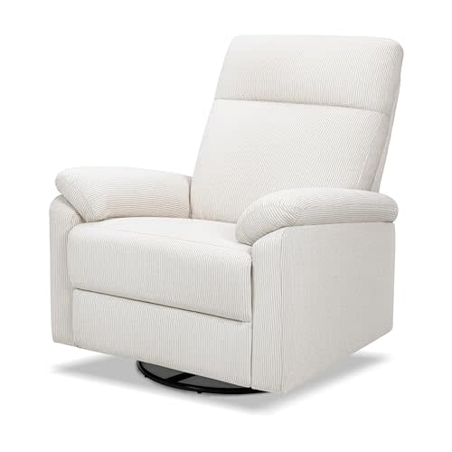 DaVinci Suzy Recliner and Swivel Glider in Fog Chatham Stripe, GREENGUARD Gold & CertiPUR-US® Certified