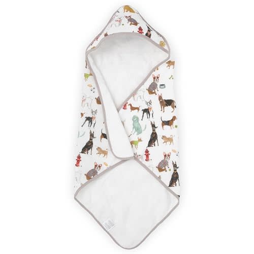 Little Unicorn Premium Infant Hooded Bath Towel| Soft & Absorbent Cotton & Terry Fabric for Newborns (Woof)