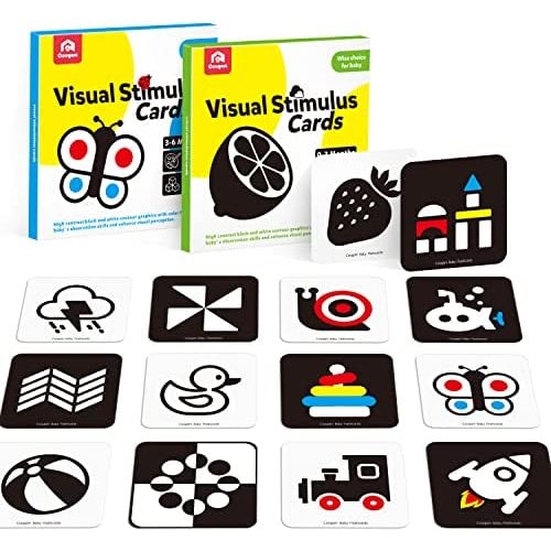 Coogam High Contrast Cards for Baby, Black and White Visual Stimulation Cards Educational Activities Card for Newborn Brain Development 0-6 Months Infants Toddlers Toys Gift
