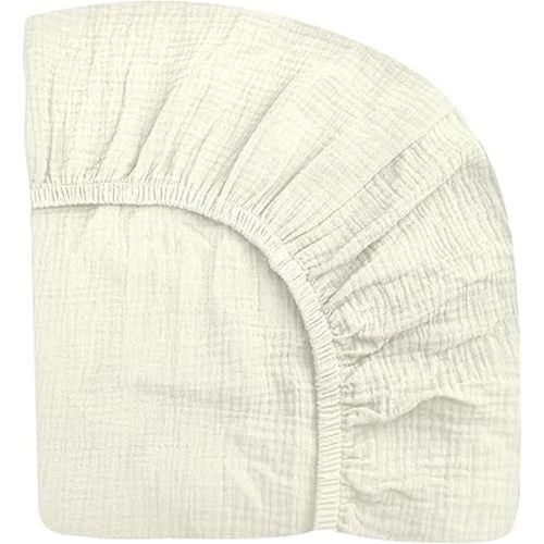 Crib Sheets for Boys Girl, Fitted Baby Toddler Bed Sheets 28" x 52", Neutral Muslin Cotton Crib Mattress Bedding Soft and Breathable Comfort(Cream)