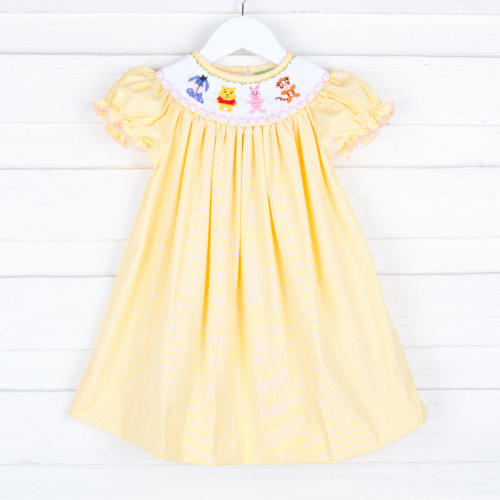 Pooh Bear Friends Smocked Bishop Dress