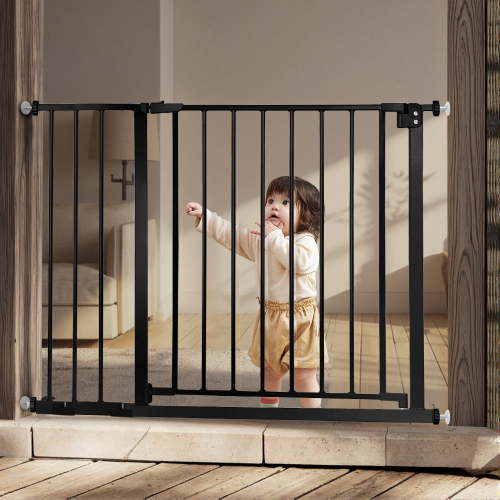 Baby Safety Gate, Baby Gates for Top Stairs Doorway, 29.5''- 40.5''Wide Pressure Mount, Black