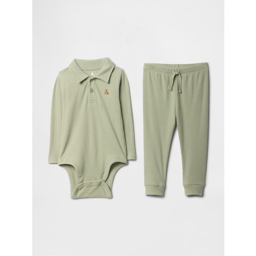 Baby Ribbed Polo Two-Piece Outfit Set