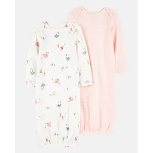 SIZE NEWBORN, Baby 2-Pack Sleeper Gowns - Pink | Carter's
