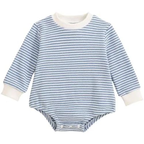 Baby Sweatshirt Romper Boy Girl Waffle Knit Long Sleeve Striped Romper Oversized Sweater Newborn Fall Winter Clothes