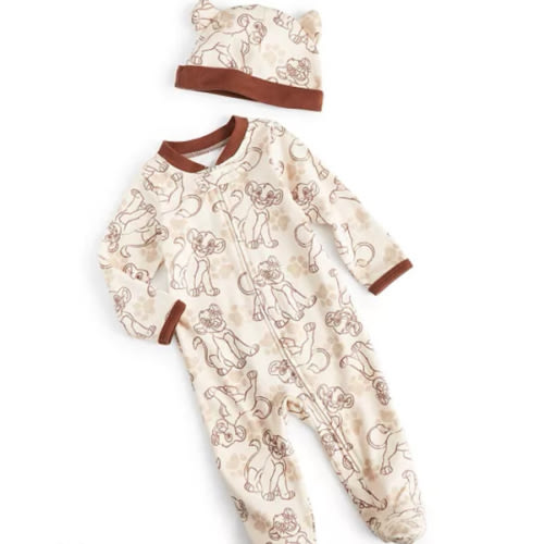 3/6 M Disney Baby The Lion King Footed Coverall & Hat, 2 Piece Set