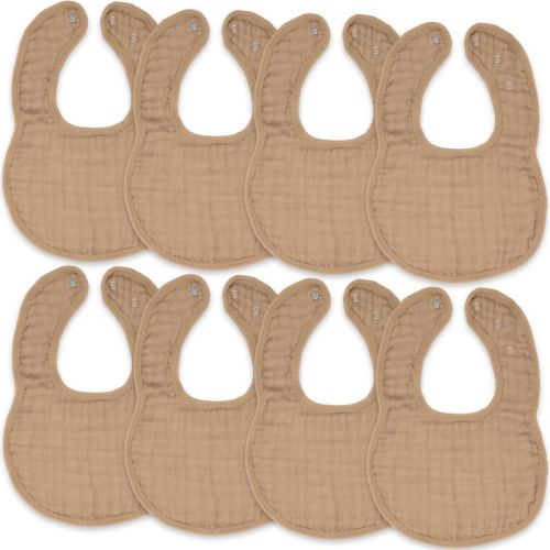 Comfy Cubs Muslin Cotton Baby Bibs, 8 Pack, Adjustable Size with Easy Snaps, Soft and Super Absorbent - Cedar