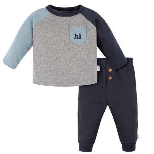 Gerber Baby Boys' Jogger Set, 2-Piece, Color: Happy, Size: 0-3 months