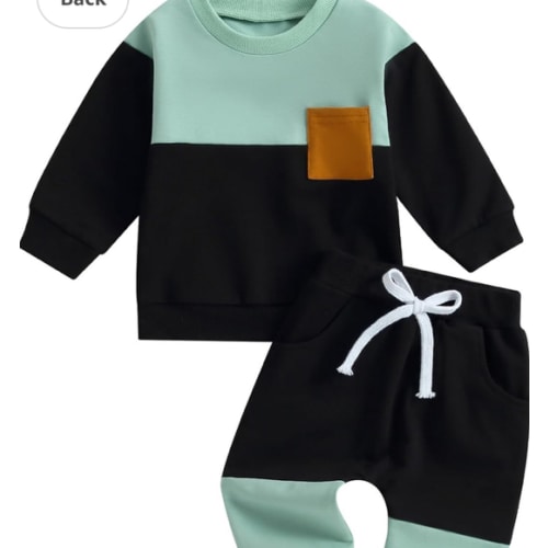 Kupretty Toddler Baby Boy Fall Winter Clothes Color Block Long Sleeve Sweatshirt Pullover Tops + Joggers Pants Outfit Set