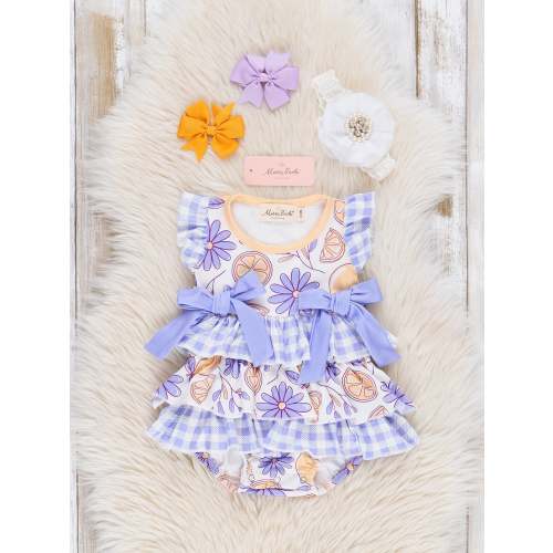 Lemon & Lavender Daisies Ruffle Bubble