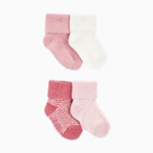 Carter's Chenille Booties (4 Pack) - Pink, 3-12 M