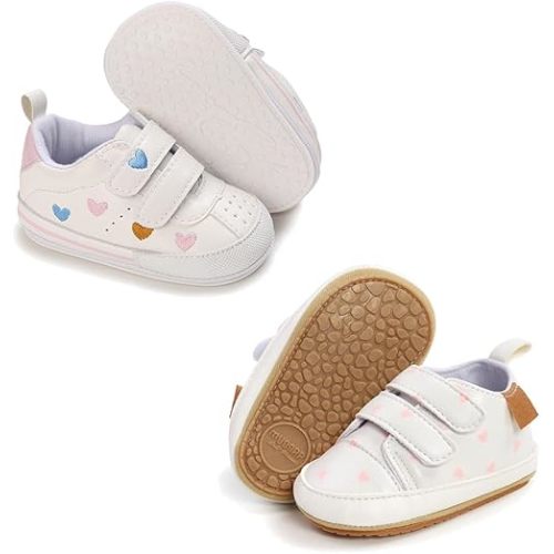 Clowora Baby Boys Girls Shoes Non-Slip Rubber Sole Sneakers Infant First Walking Toddler Crib Shoes Newborn Loafers Flats.