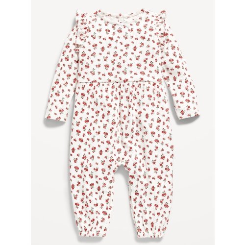 Long-Sleeve Ruffle-Trim Ribbed Jumpsuit for Baby | Old Navy