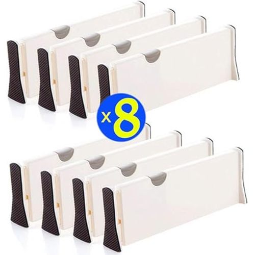Ormeli Drawer Dividers Expandable Adjustable Dresser Drawer Organizers Divider for Clothes, Silverware and Utensils fit Kitchen, Bedroom, Bookcase, Baby Drawer with Instructions