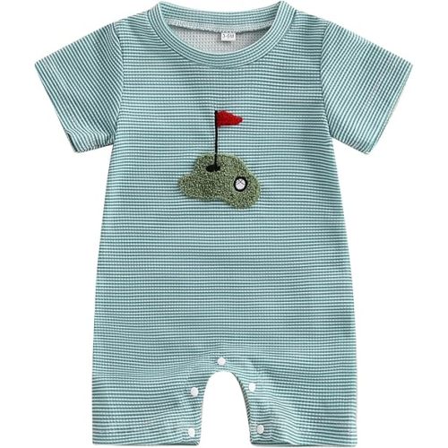 Baby Girl Boy Clothes Newborn Golf Outfit Short Sleeve Bubble Romper Onesie Jumpsuit Infant Summer Clothing