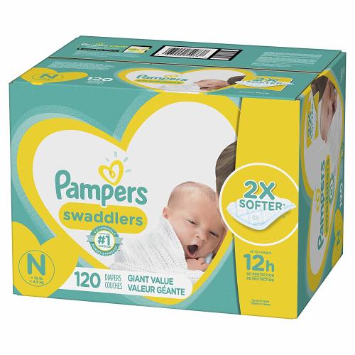 Pampers Swaddlers Newborn Diapers Size N 120 Count (Packaging May Vary)