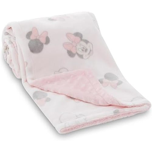 Disney Mickey and Minnie 2-Ply Infant Blanket - Soft Printed Mink Front, Textured Back - Cozy and Warm Baby Blanket for Boys and Girls, 30x40 Inches