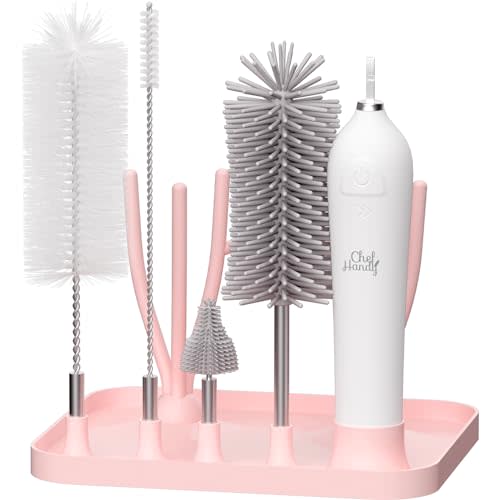 Chefhandy Electric Baby Bottle Brush Set with Silicone Nipple Brush and Drying Rack, Electric Cleaner Set,3 Adjustable Speeds, USB Rechargeable
