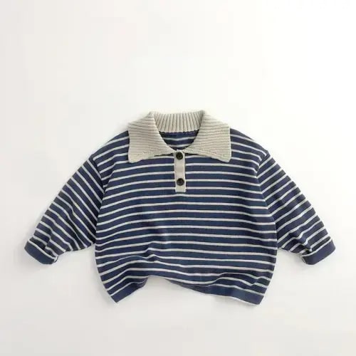 Boho Knitted Collared Shirt – color Blue in 12-18M