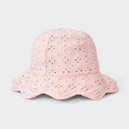 Toddler Girls' Scallop Eyelet Bucket Hat - Cat & Jack™ Pink 12-24M