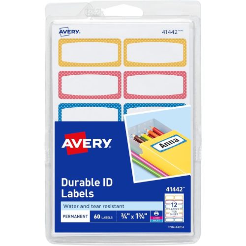 Durable Labels for Kids' Gear, 3/4" x 1-3/4", Water-Resistant Labels, 60 Total