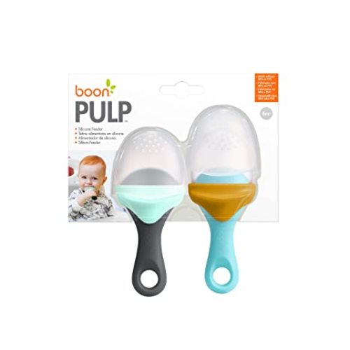 Boon PULP Silicone Feeder and Baby Teething, Navy/Mint (Pack of 2) - 2 Pack
