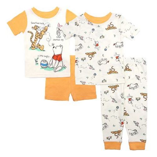 Disney's Winnie the Pooh Baby 4-Piece "Winnie & Friends" Pajama T-Shirts, Pajama Shorts & Pajama Pants Set