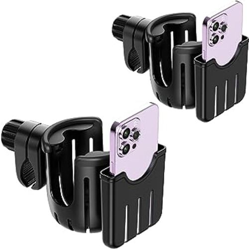 Guiseapue 2 Packs Stroller Cup Holder, Universal Cup Holder for Stroller, Bike, Wheelchair, Walker, Scooter, Stroller Accessories for Uppababy, Nuna, Bugaboo, Doona, Gifts for Women, Mom, Men