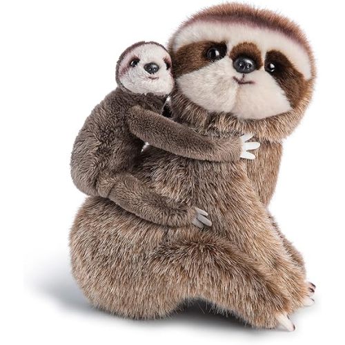 DEMDACO Momma Sloth and Baby Brown and Tan 10 Inch Polyester Soft Plush Stuffed Animal