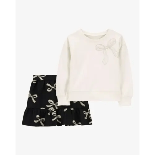 Baby 2-Piece Bow Print Sweatshirt & Skirt Dress - Carter's | Carter's