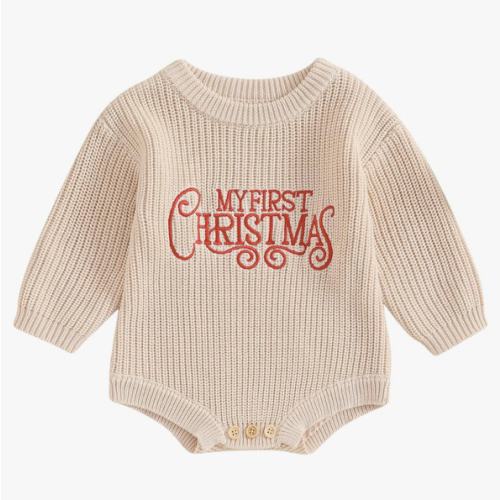 Adobabirl Baby Girl Boy Knitted Sweater Bubble Romper Long Sleeve Jumpsuit Festival Outfit Fall Winter Spring Clothes