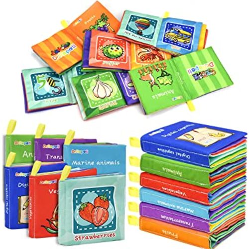 Dr.Rapeti Soft Cloth Books Baby Books Bath Books 6-Pack for Baby Infant Toddler Kids Crinkle Squeaky Washable Chewable Non-Toxic Early Educational Giftable