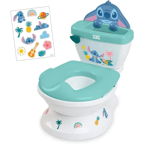 Bright Starts Disney Junior Stitch My Size Potty Training Toilet, Toddler Potty Chair with Flushing & Cheering Sounds, Removable Seat with Splash Guard & Handles, Ages 18+ Months, Up to 50 lbs