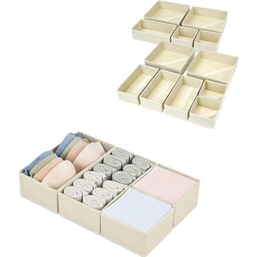 DIMJ Bundle of 12 Pack Drawer Organizer & 4 Pack Dresser Drawer Organizers