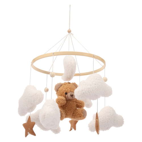 Baby Crib Mobile for Boys Girls| Crib Toys Boho Nursery Mobile| Gender Neutral Hand-Crocheted Mobile| Ceiling Mobile - Stars, Clouds, Moon