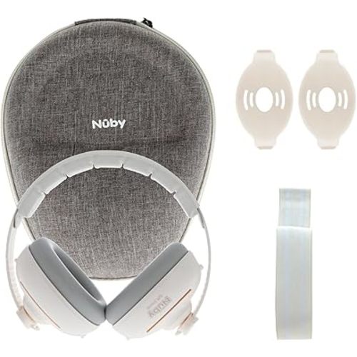 Nuby Soft Sounds 2-in-1 Noise-Canceling Baby Earmuffs with Travel Case - Adjustable Noise Protection for Infants and Toddlers - White