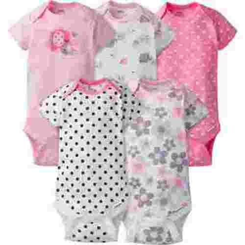 Gerber 5-Pack Baby and Infant Girl Elephant Onesies Brand Short Sleeve Bodysuits