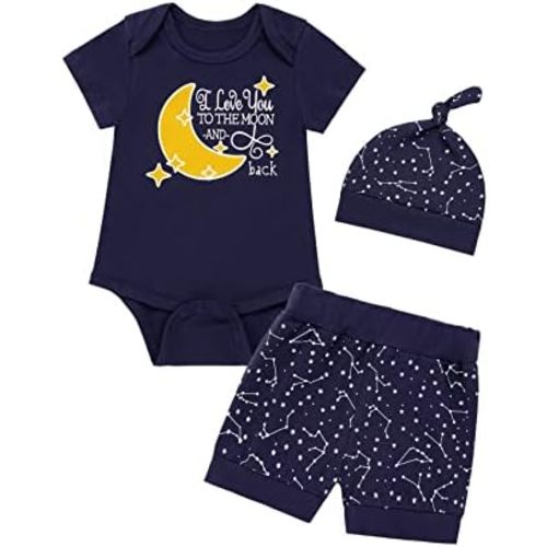 Baby Boy Space Theme Outfit Newborn Boy I Love You To The Moon And Back Baby Shower Infant Space Clothes Romper Pants Set