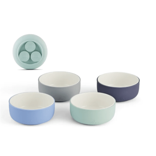 Porcelain Bowl with Silicone Suction Sleeves