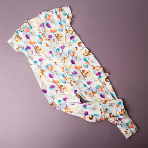 Bamboo Zip Baby Bootysuit Onesie | Balloon Animals Print (Size 000-3)