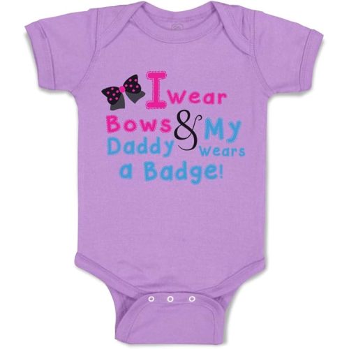 Cute Rascals Custom Baby Bodysuit I Wear Bows My Daddy A Badge Police Cop Boy & Girl Clothes