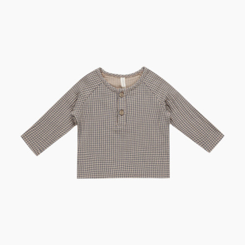 Quincy Mae Zion Shirt - Indigo Gingham, 6-12 M