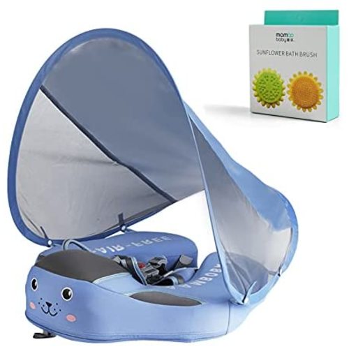 Baby Pool Float with Canopy UPF 50+, Non Inflatable Mambobaby Float, Baby Floaties for Infants Swimming Training, No Flip Over Baby Swimming Float