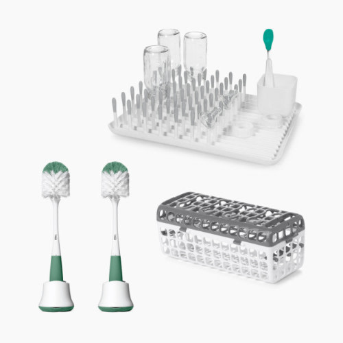 OXO Tot Bottle Drying Rack - Grey, Bottle Accessories Bundle
