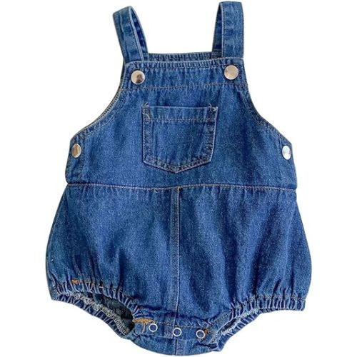 Amazon.com: HOOLCHEAN Baby Girl Denim Bodysuit with Straps Infant Cotton Jeans Romper