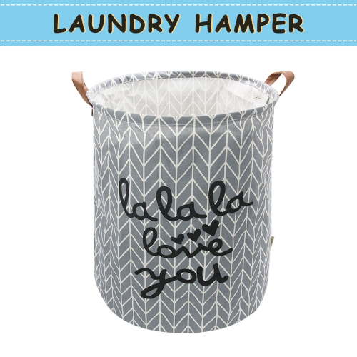 Howarmer Large Canvas Laundry Hamper, Baby Laundry Basket for Nursery Girl and Boy, Kids Clothes Hamper with Lid, Cute Kids Toys Storage Bin Organizer Animal Room Decor, Love You