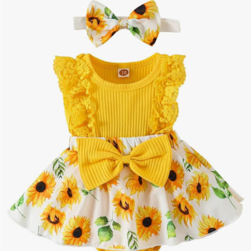 Baby Girl Clothes Newborn Romper Dress Infant Lace Ruffle Sleeveless Summer Outfits with Headband 0-12 Months