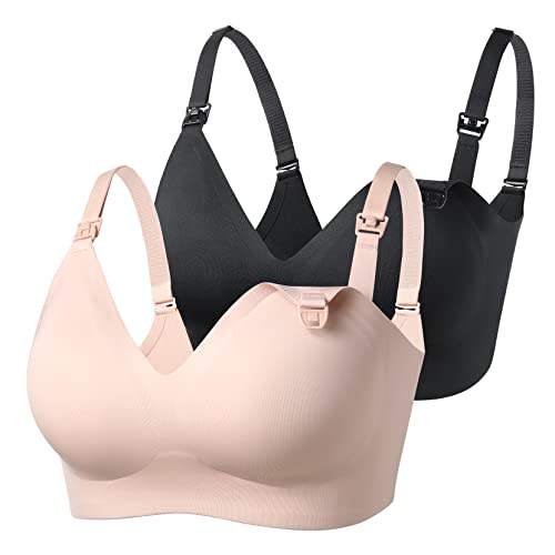 Momcozy Nursing Bras for Breastfeeding, YN21 Seamless Ultra Comfort Maternity Bra, Natural Shape, Pregnancy Sleep Bralette