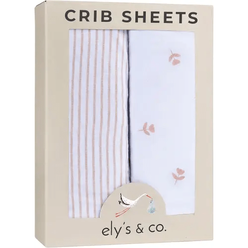 Ely’s & Co. Fitted Crib Sheet Set | Pink Tulip Collection